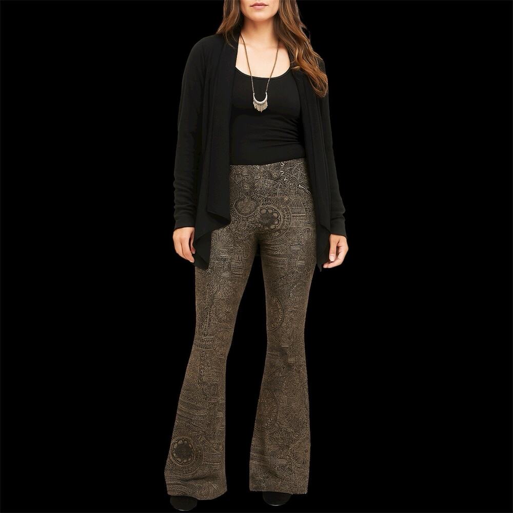 Cache Size 4 Textured Flare Boho Pants Geometric … - image 1